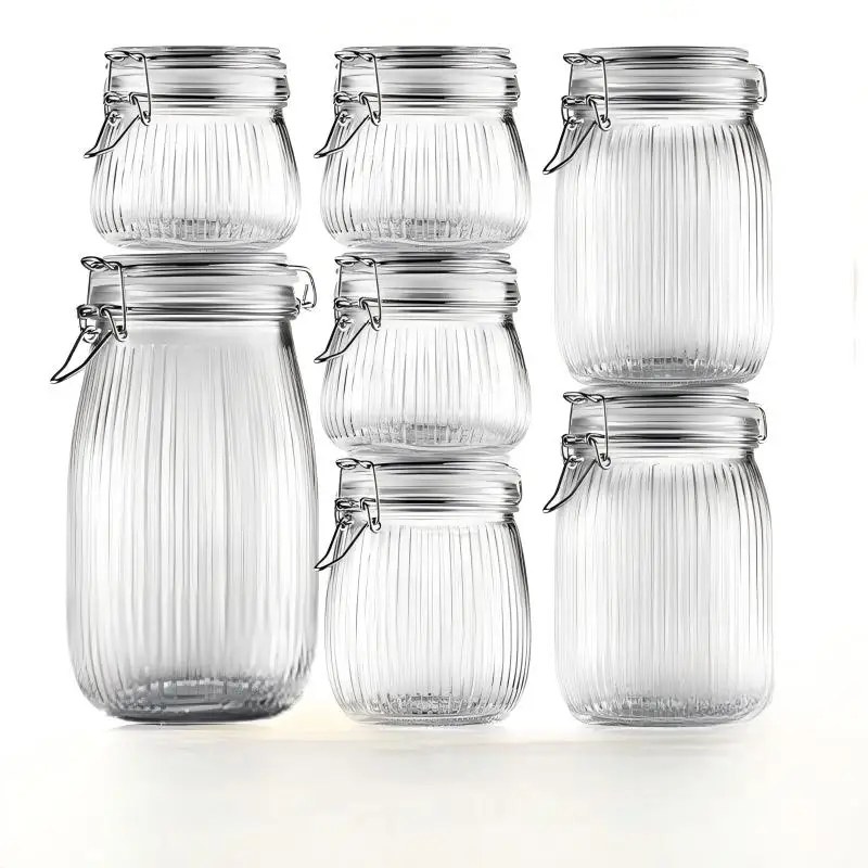 Round glass jars with airtight clip lid · 250 ml